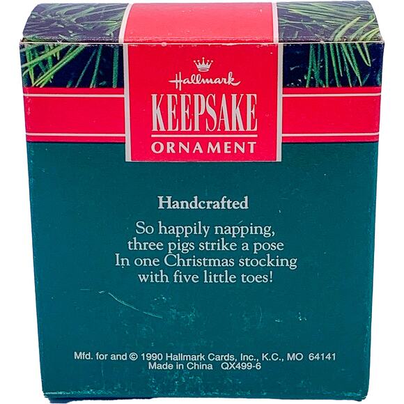 Vintage 1990 Hallmark Keepsake THREE LITTLE PIGGIES Christmas Ornament in Box - Picture 7 of 7